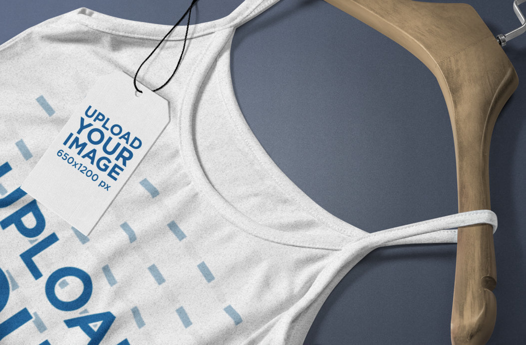 Mockup of a Brand Tag Lying on a Tank Top 