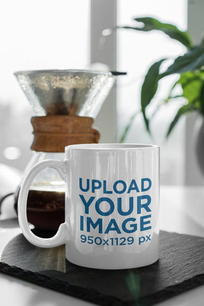 11 oz Mug Mockup Featuring a Coffee Brewer 406-el