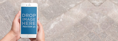 Woman on the Street Texting a Friend iPhone Mockup