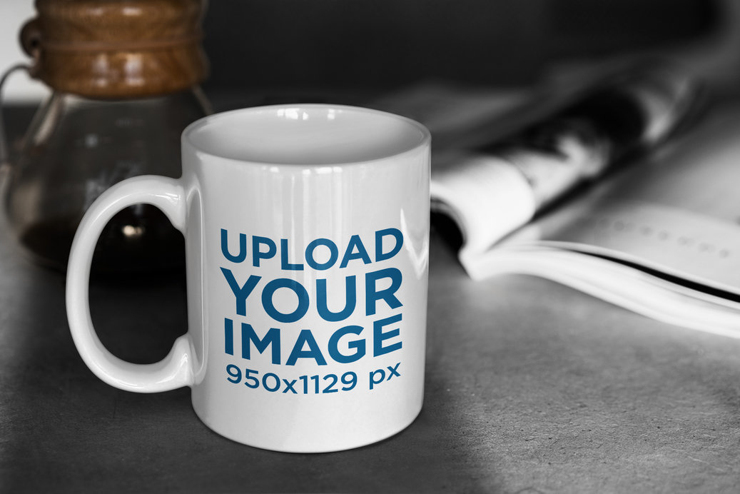 11 oz Mug Mockup Featuring a Shady Desk 