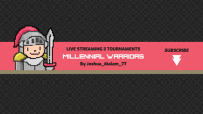 Gaming YouTube Banner Template Featuring a Pixel Knight