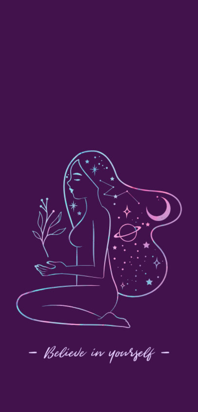 Phone Case Design Template with Illustration of a Cosmic Woman 