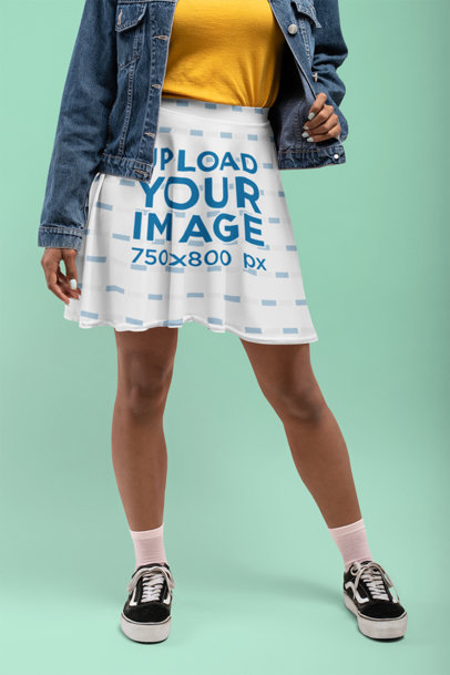 Skater Skirt Mockup of a Woman at a Studio