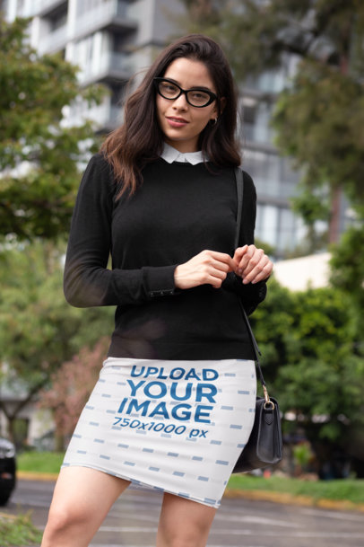 Pencil Skirt Mockup Featuring a Woman with a Corporate Look