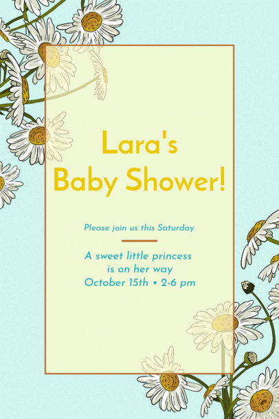 Invitation Design Template with Chamomile Illustrations