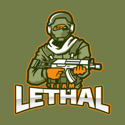 Shooting Game Logo Maker with a Desert Geared Soldier Illustration 2449x