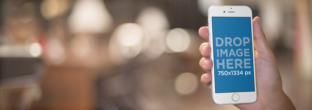 Mockup Template of a Student in a Library Using an iPhone