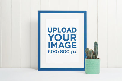 Picture Frame Mockup Featuring a Cactus Pot 539-el