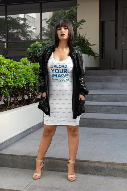 Racerback Dress Mockup of an Elegant Woman Posing 28820