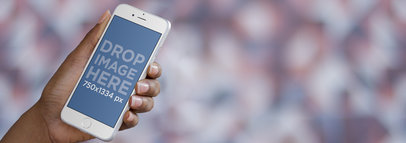 Mockup Template of a Woman Using an iPhone in a Museum