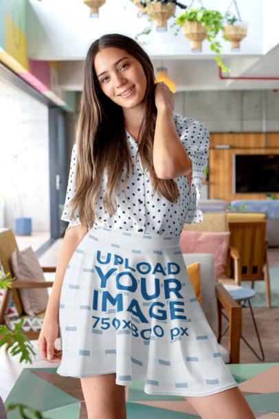 Skater Skirt Mockup Featuring a Smiling Woman