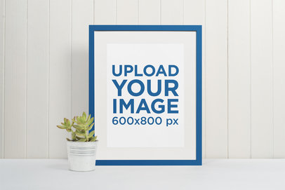 Picture Frame Mockup by an Indoor Plant Pot
