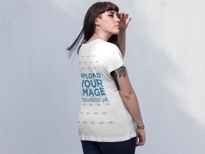 Mockup of the Back of a Fashionable Hipster Girl Wearing a Tshirt a9826b