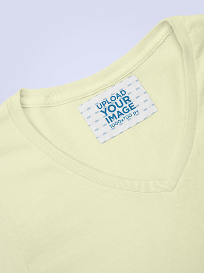 Mockup Featuring a Clothing Label on a V-Neck T-Shirt 