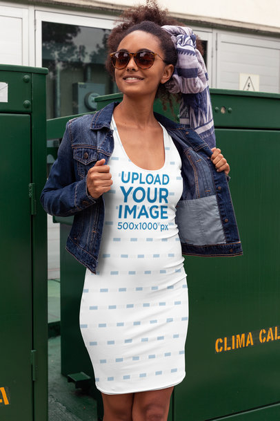Mockup of a Trendy Woman Wearing a Racerback Dress