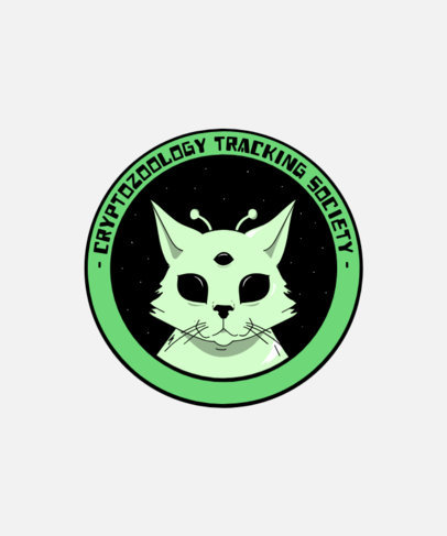 T-Shirt Design Template Featuring an Alien Cat