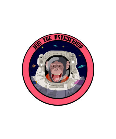 T-Shirt Design Template Featuring an Astronaut Monkey