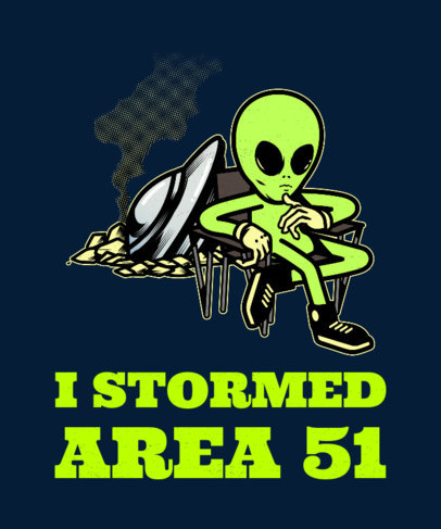 T-Shirt Design Generator Featuring a Cartoon of an Alien in Area 51