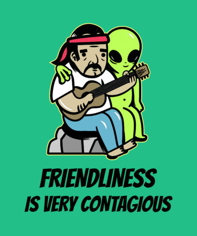 T-Shirt Design Template of Two Bizarre Friends 