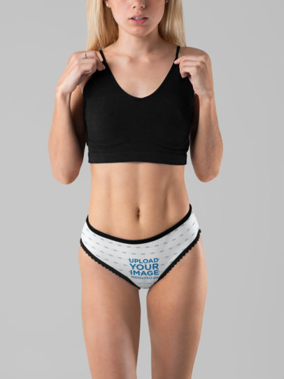 Underwear Mockup Featuring a Woman Wearing Panties at a Studio 29190