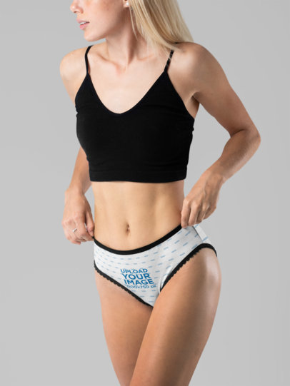 Mockup Featuring a Woman in Panties at a Studio