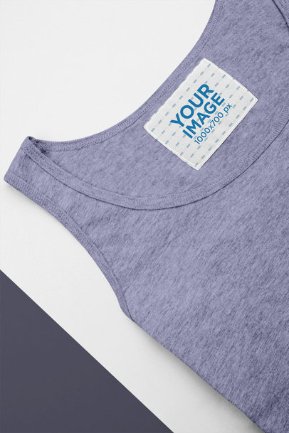 Mockup of a Clothing Label Inside a Heathered Tank Top 