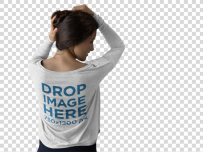 Long Sleeve T-Shirt Mockup of a Woman Grabbing her Hair
