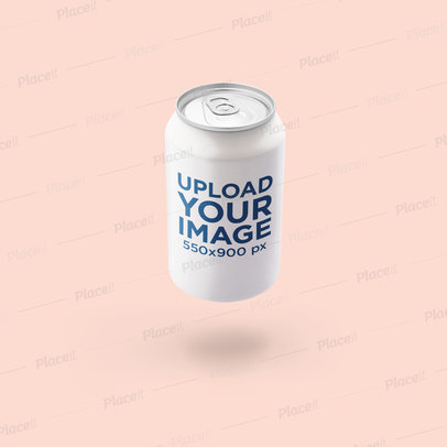 Mockup of a Soda Can Floating in a Customizable Backdrop