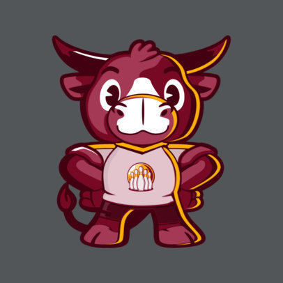 Bowling Team Mascot Template with a Friendly Bull 2381d