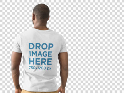 Back of a Man Wearing a V-Neck Mockup Inside a Studio
