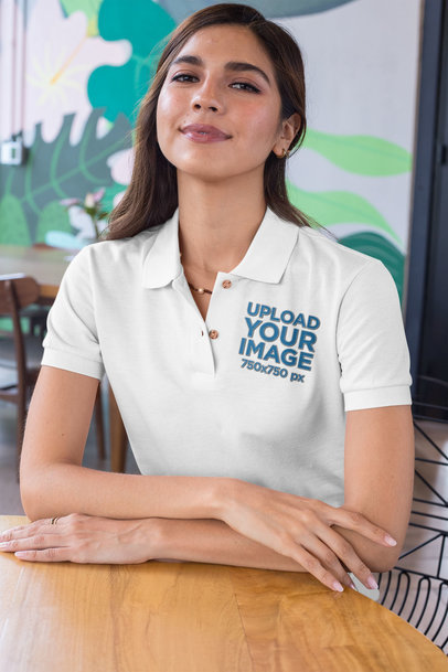 Polo Shirt Mockup of a Woman with Her Arms Crossed 