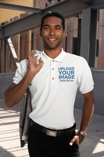Mockup of a Man Wearing an Embroidered Polo Shirt 