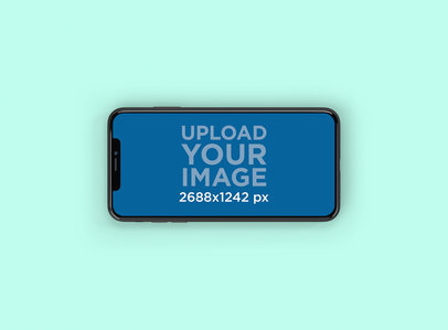Mockup Featuring an iPhone 11 Pro Max in Landscape Position Against a Solid Color Backdrop