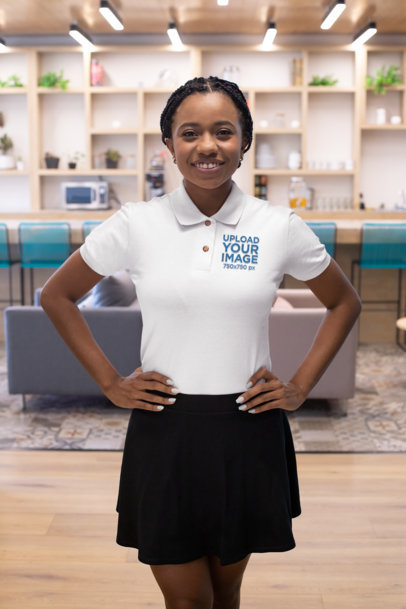 Polo Shirt Mockup of a Smiling Woman with Braids 