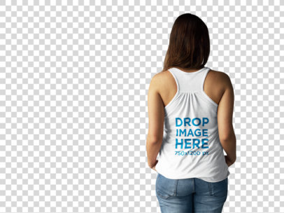 Woman Wearing a Bella Canvas Tank Top Mockup Back Shot