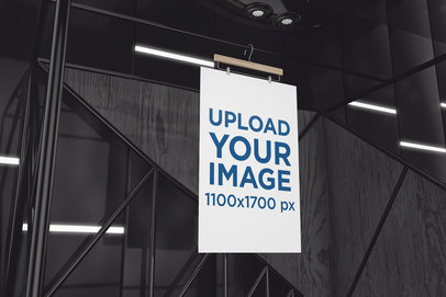 Exhibition Poster Mockup Featuring a Dark Metal Structure 517-el