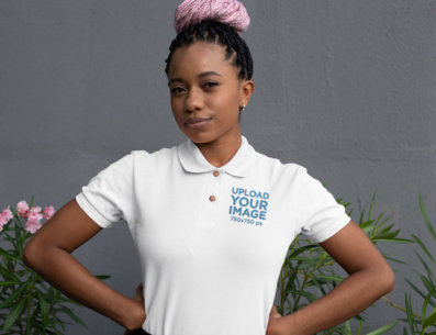 Polo Shirt Mockup of a Woman with Braids 