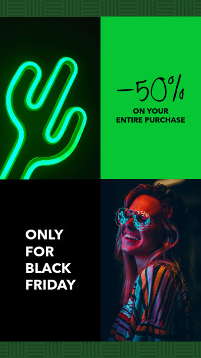 Instagram Story Template for a Black Friday Sale Featuring Neon Colors 967g 1781