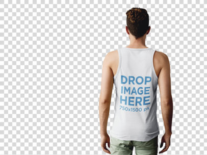 Back of a Man Wearing a Tank Top Mockup at a Photo Studio