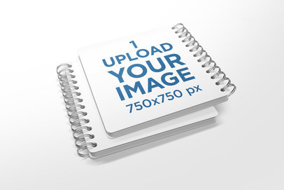 Render Mockup of Two Piled Squared Spiral Notebooks in a Minimalistic Setting 474-el