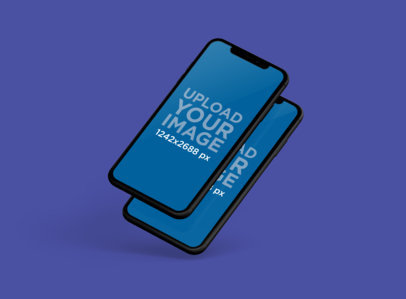 Mockup of One iPhone XS Max on Top of Another One 249-el