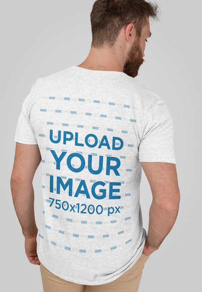 Heather T-Shirt Mockup of a Bearded Man in a Studio 
