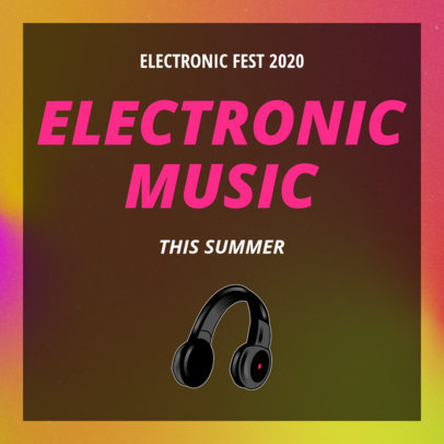 Musician Instagram Post Template Featuring EDM Illustrations
