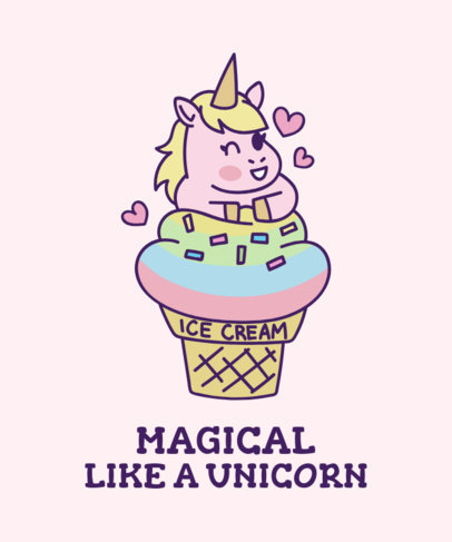 T-Shirt Maker with a Kawaii Unicorn Ice Cream Illustration 