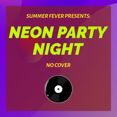 Musician Instagram Post Template for a Neon Party Night