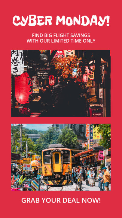 Bold Instagram Story Template for Cyber Monday Flight Deals 962g-1793