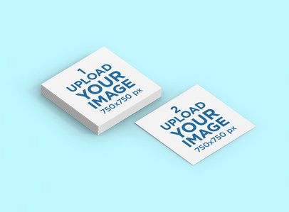 Mockup Featuring a Square Business Card Lying Next to a  Business Card Pack