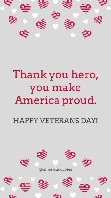 Veterans Day Instagram Story Template with American Hearts 