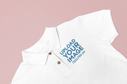 Closeup of a Polo Shirt Mockup on a Plain Surface