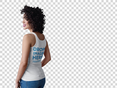 Woman Wearing a Tank Top Mockup Facing a Solid Backdrop